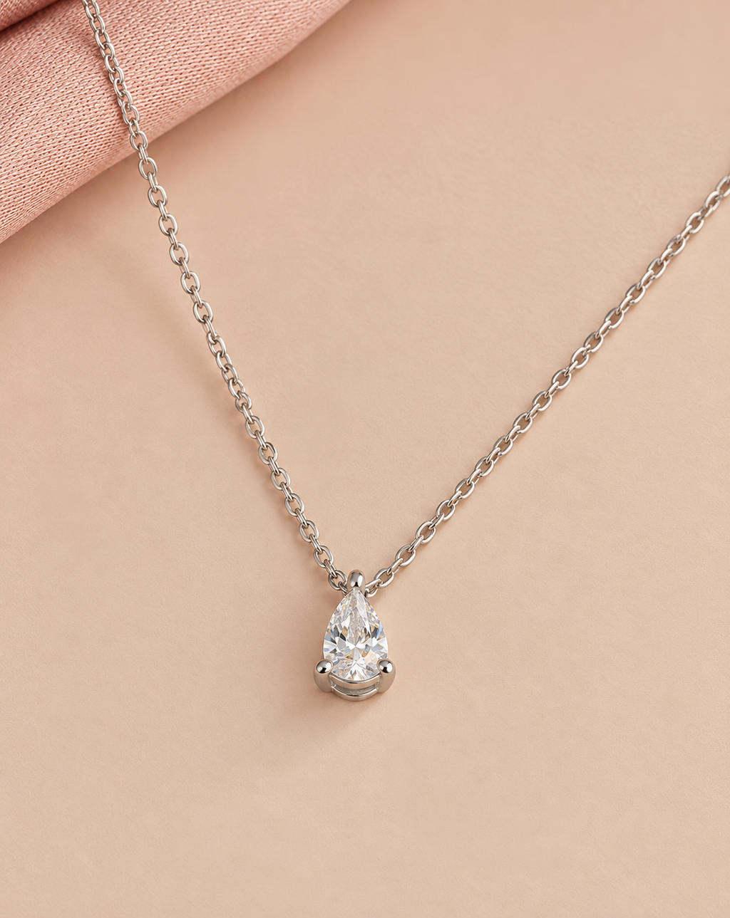 Silver Plated Teardrop Crystal Pendant Necklace for Women - product image 3