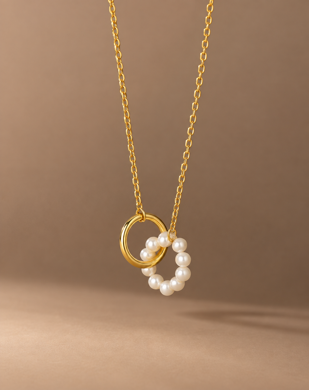 Gold Plated Pearl Ring Pendant Necklace for Women - product image 4