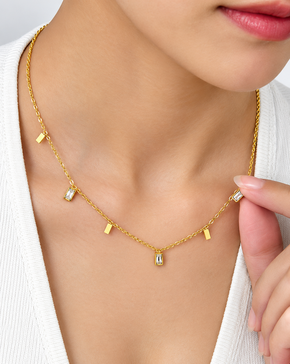 Gold Plated Geometric Dual Layer Necklace for Women - product image 3