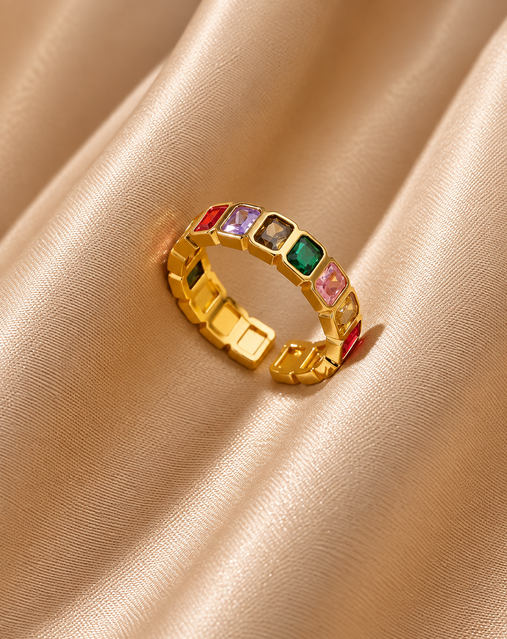 Gold Plated Multicolor Crystal Stackable Ring for Women - product image 4