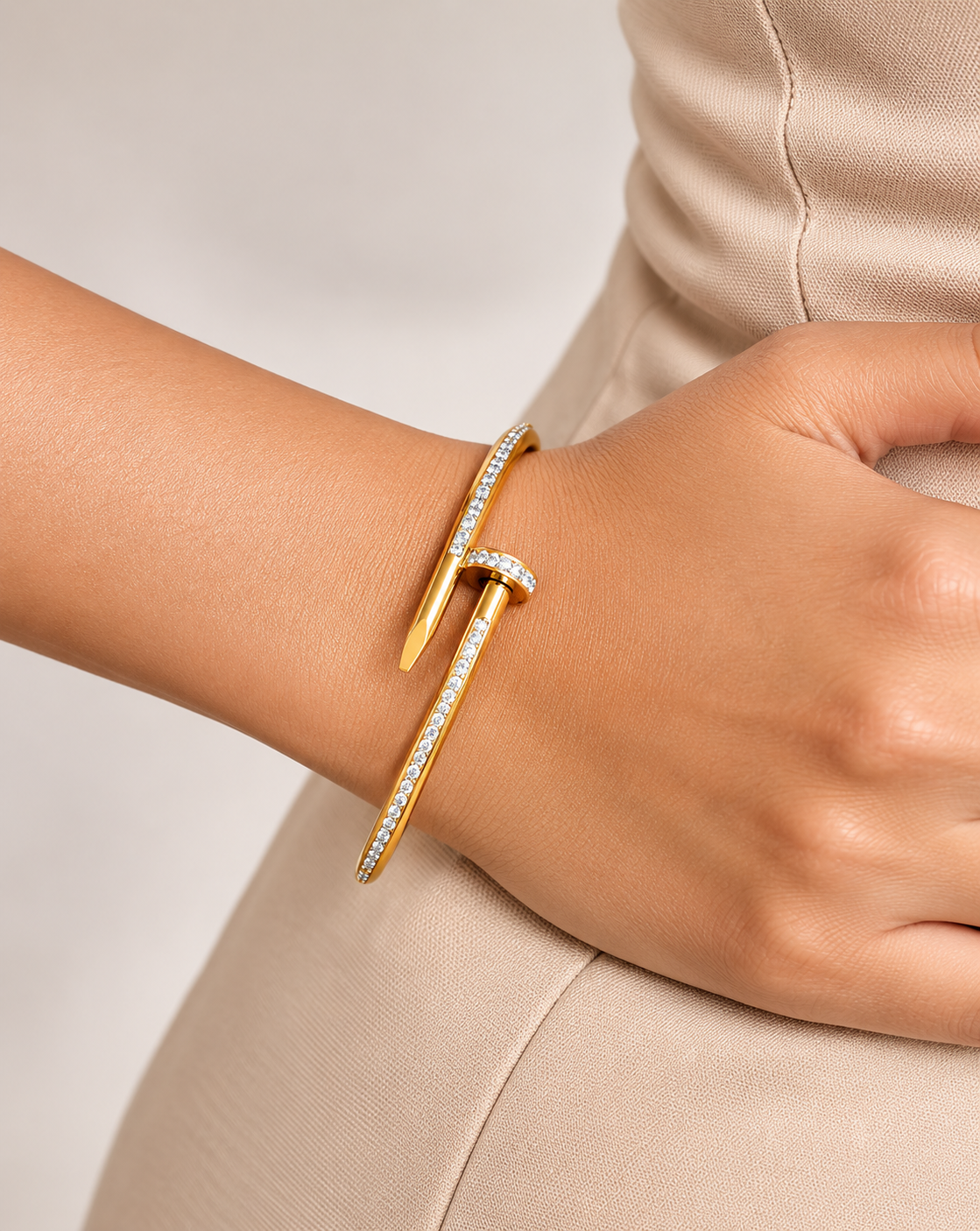 Gold Plated Crystal Nail Cuff Bracelet for Women - product image 2