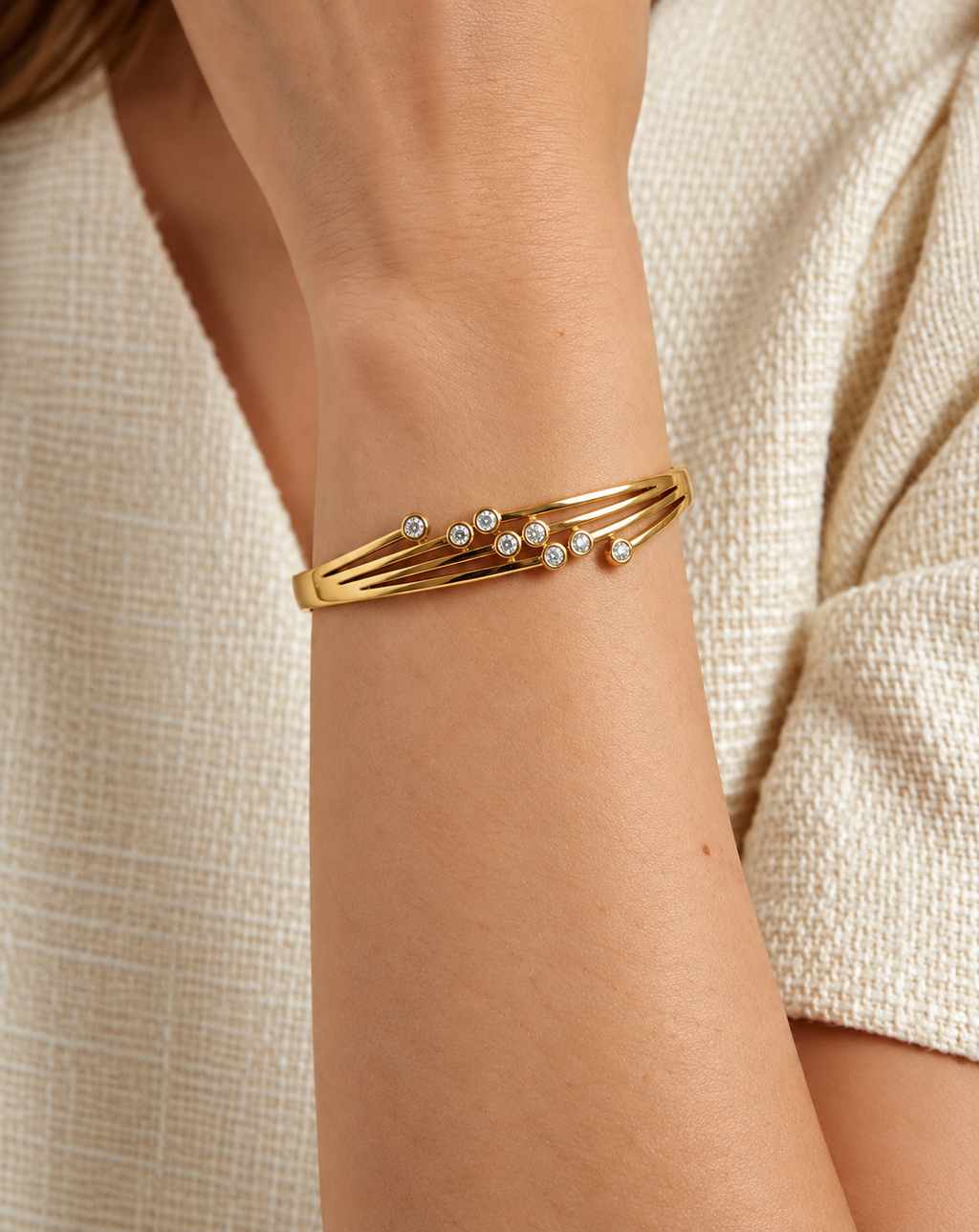 Gold Plated Crystal Sweep Bangle Bracelet for Women - product image 2