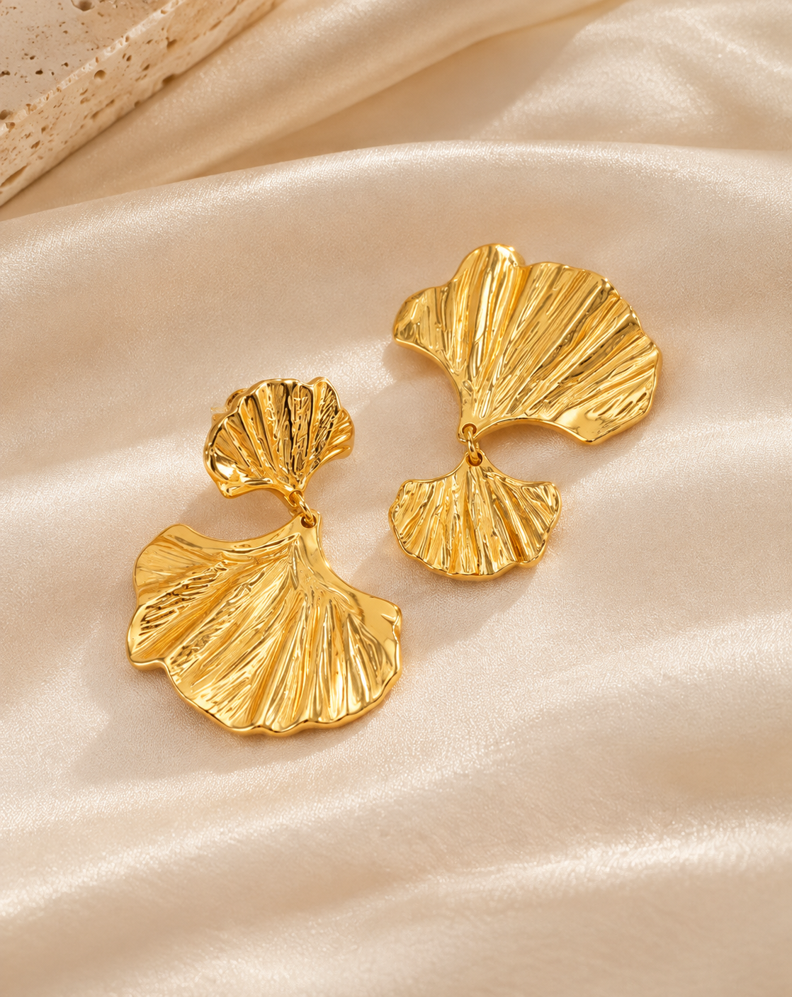 Gold Plated Double Shell Drop Earrings for Women - product image 3