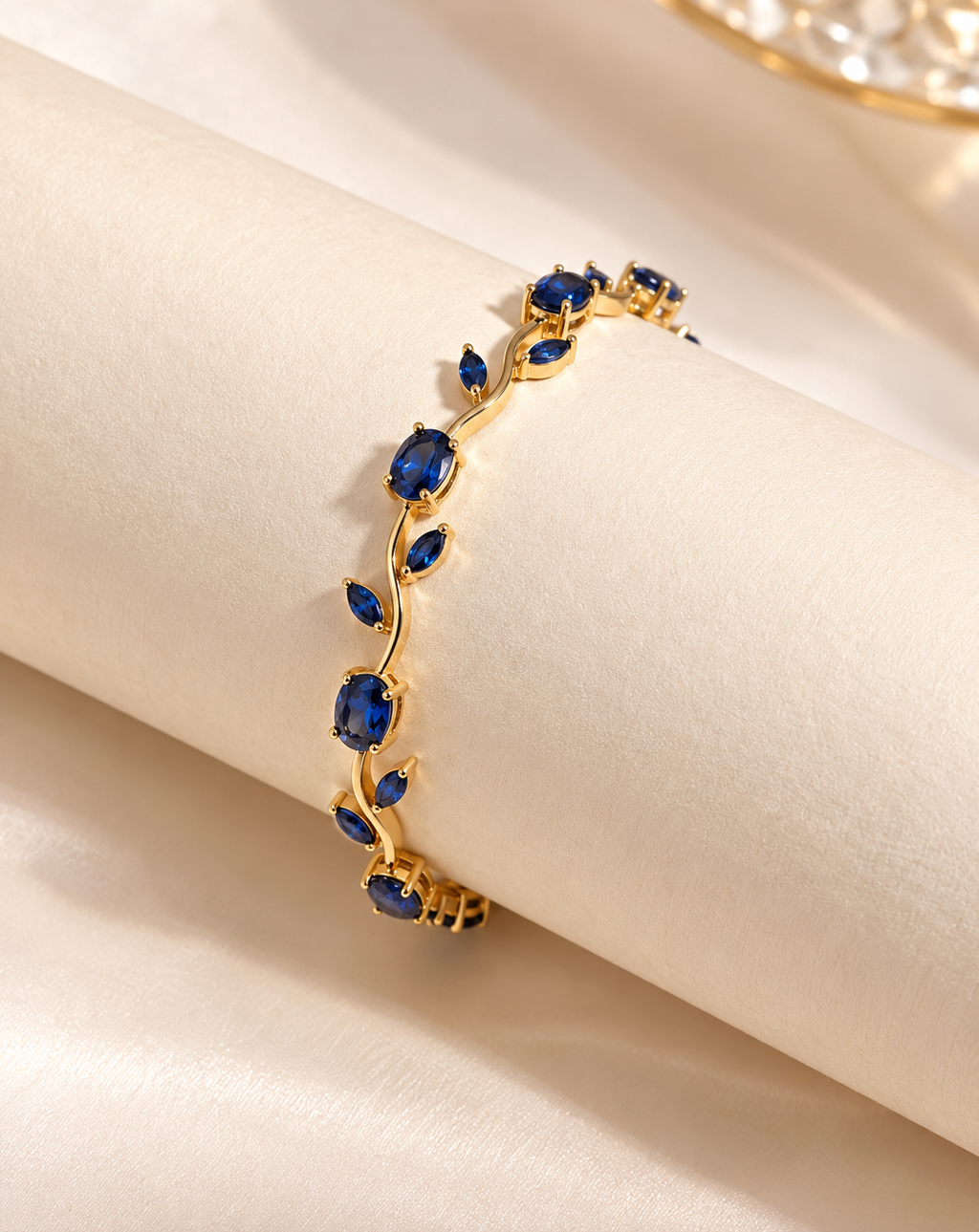 Gold Plated Blue Crystal Floral Bracelet for Women - product image 3