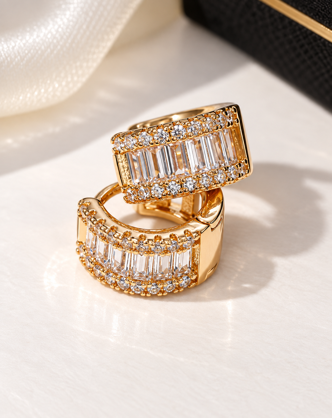 Gold Plated Crystal Pavé Hoop Earrings for Women - product image 4