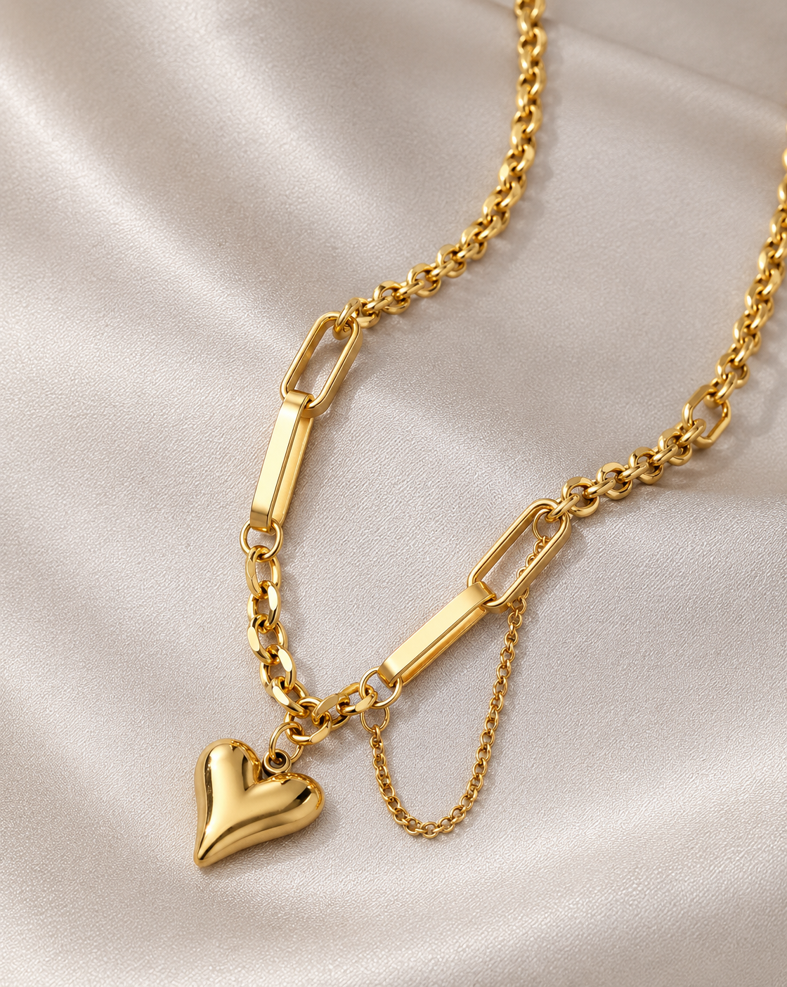 Gold Plated Paperclip Heart Pendant Necklace for Women - product image 6