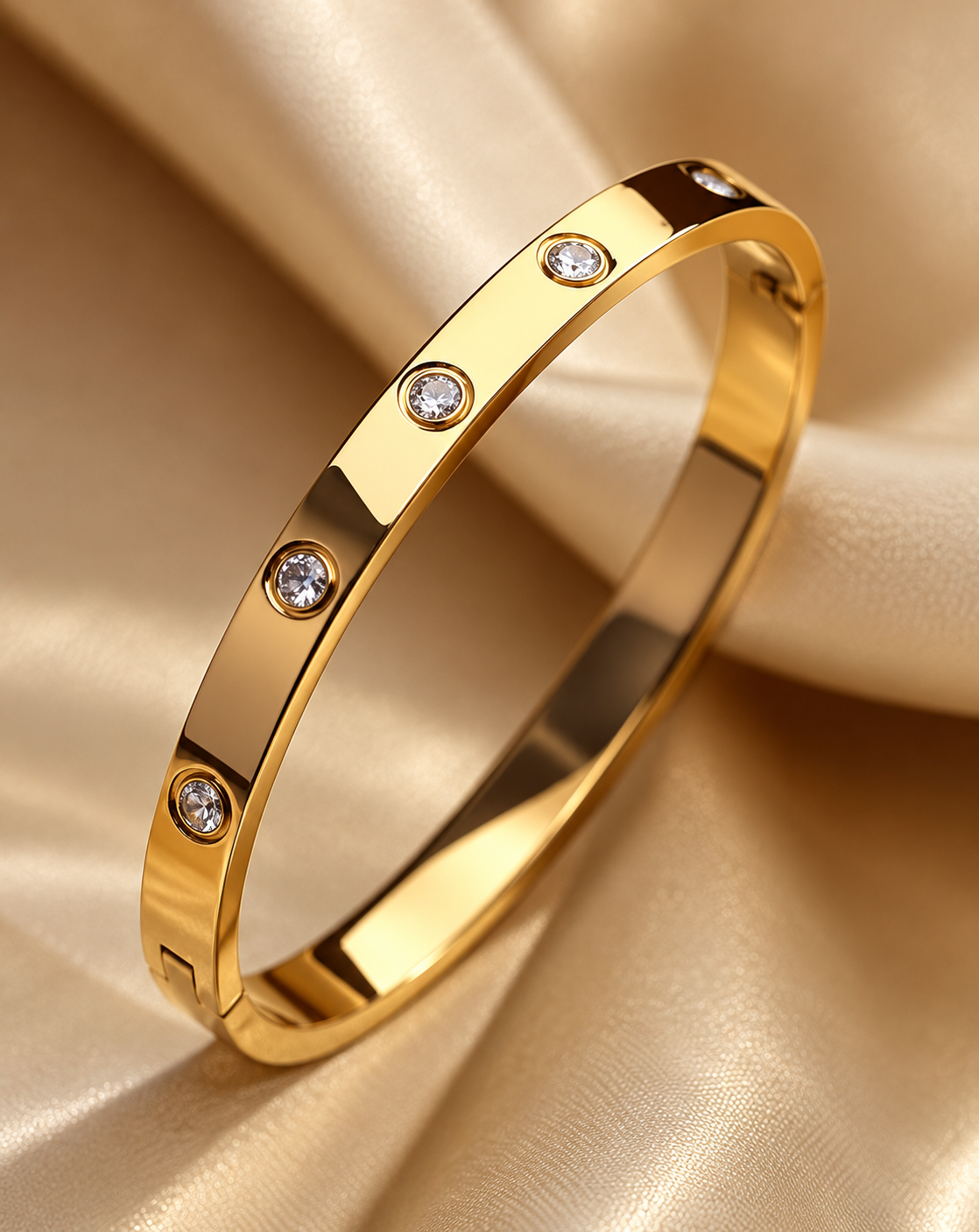 Gold Plated Crystal Studded Cuff Bangle for Women - product image 4