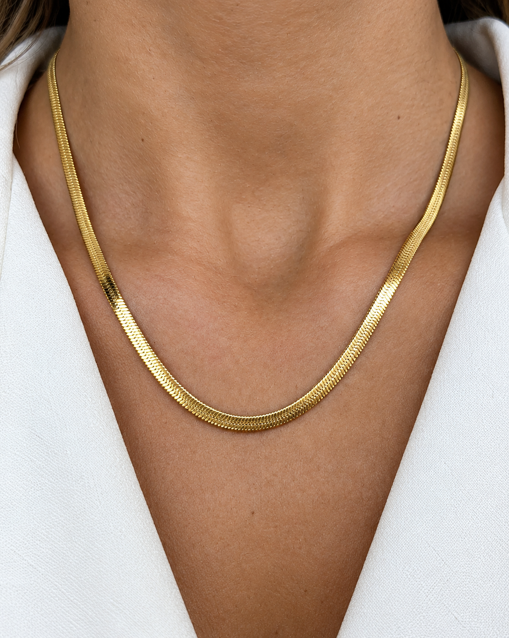 Gold Plated Herringbone Chain Necklace for Women - product image 3
