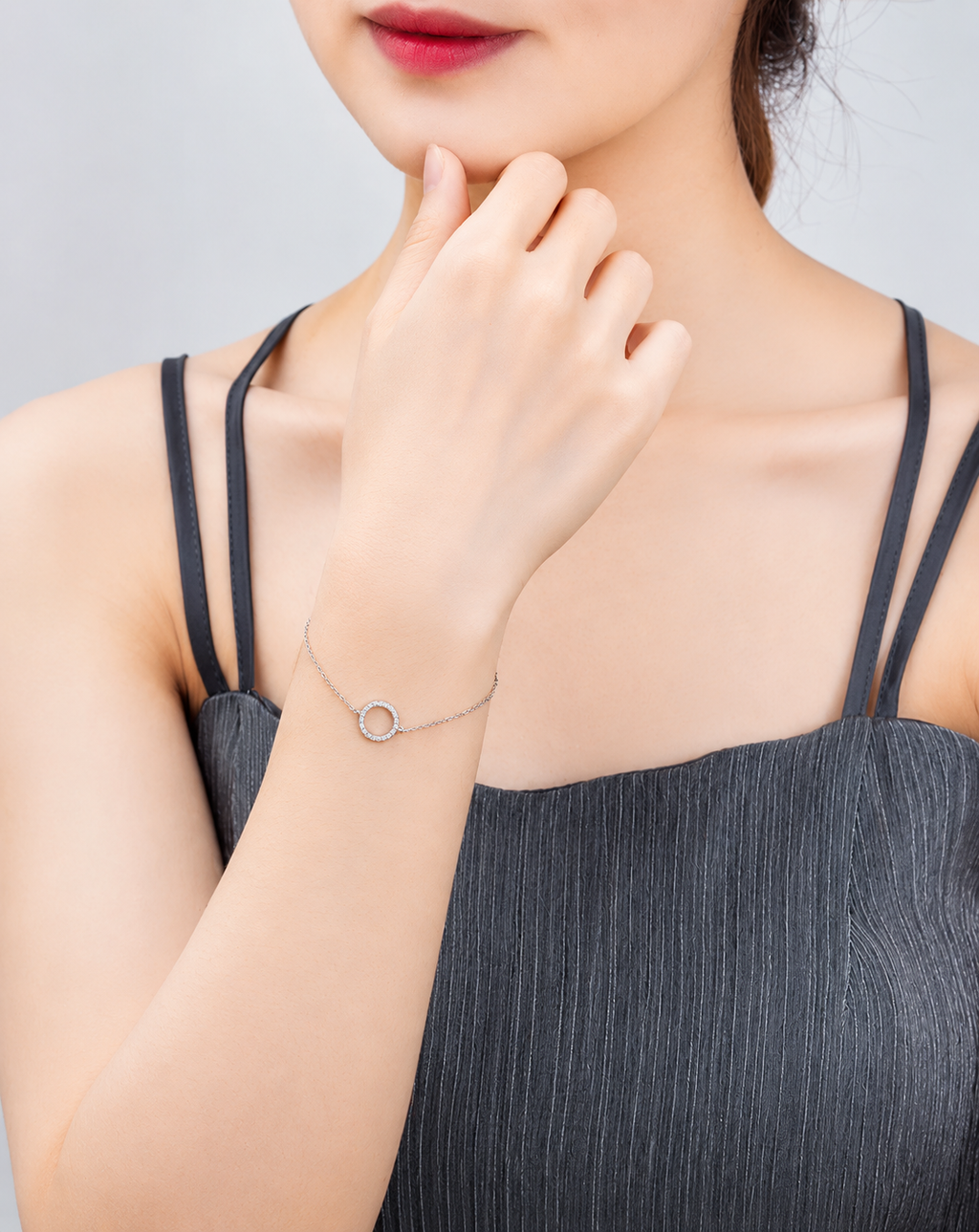 Silver-Tone Crystal Circle Bracelet | Women's Fashion Jewellery