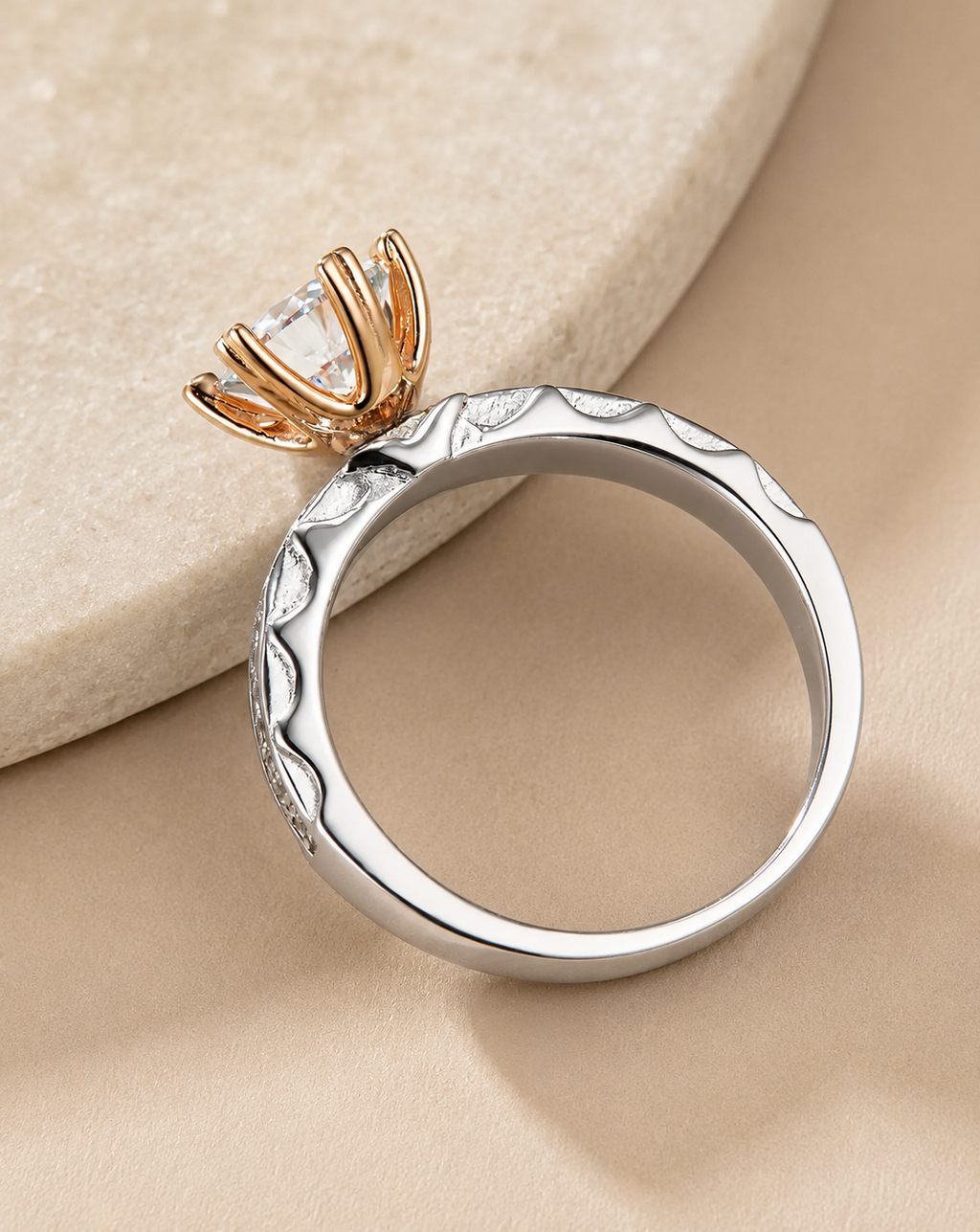 1CT Moissanite Heart Ring in 925 Sterling Silver | Twisted Pavé Band