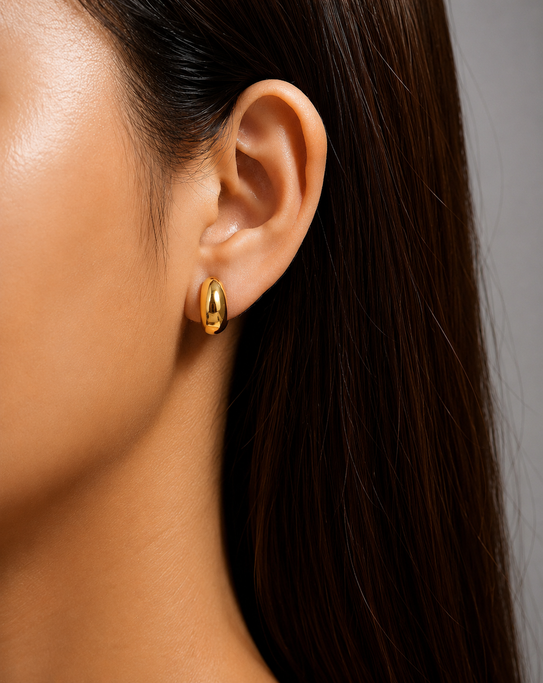 925 Sterling Silver C-Shaped Stud Earrings | Gold & Silver