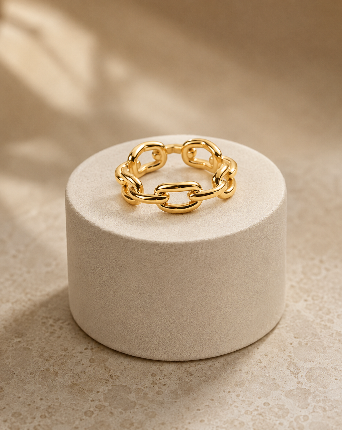 Gold Plated Titanium Steel Chain Ring for Women
