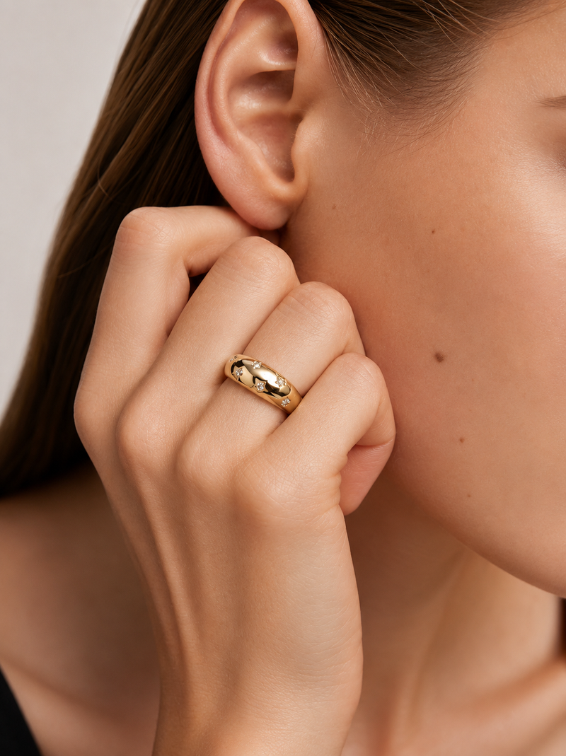 925 Sterling Silver Moissanite Ring for Women | Minimalist Geometric Design