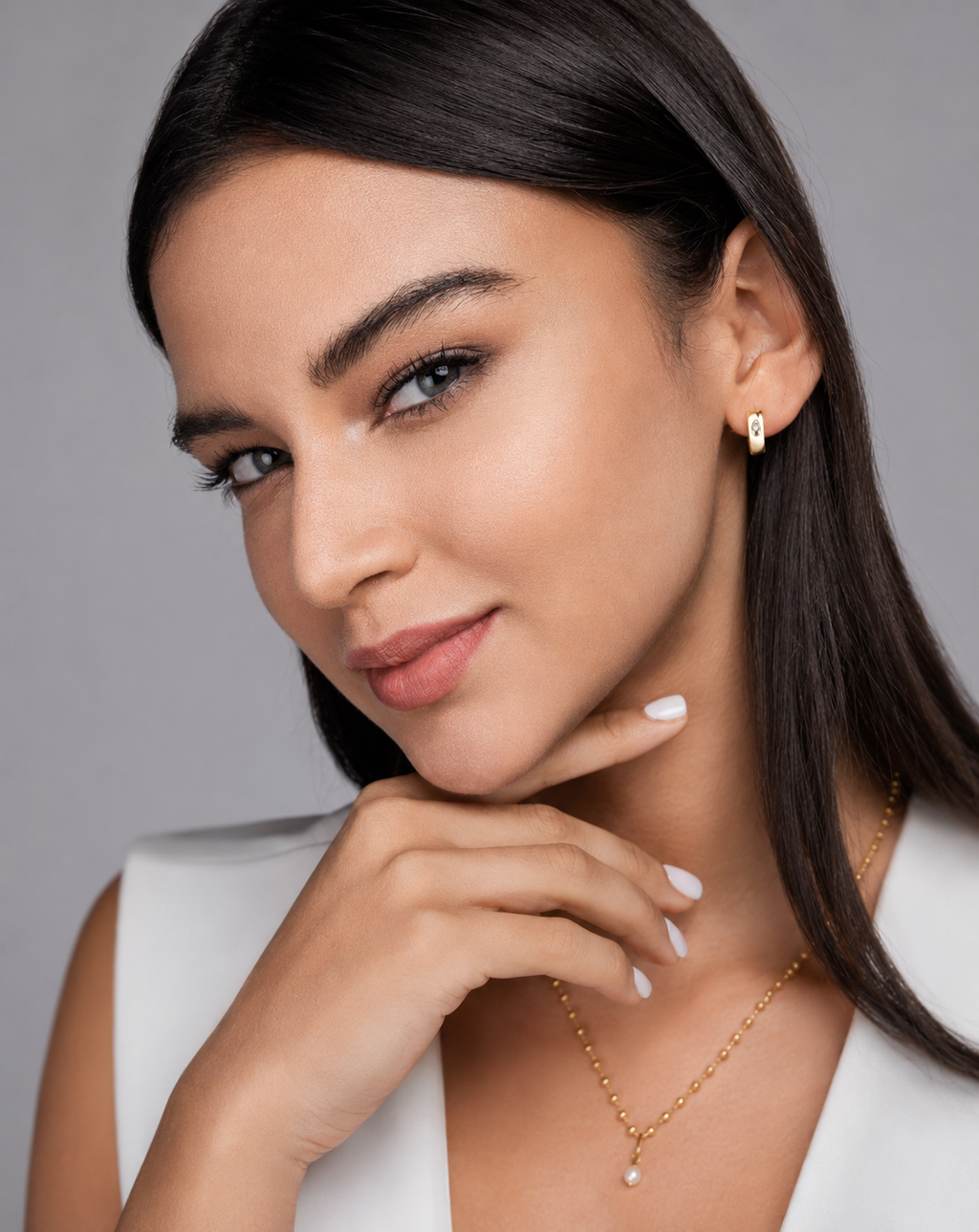 Moissanite Gold Huggie Hoop Earrings | Gold-Plated S925 Silver