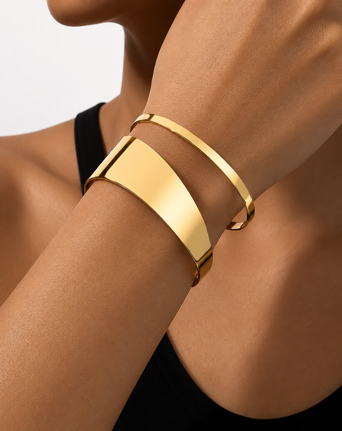 Gold Open Cuff Bracelet | Electroplated Metal