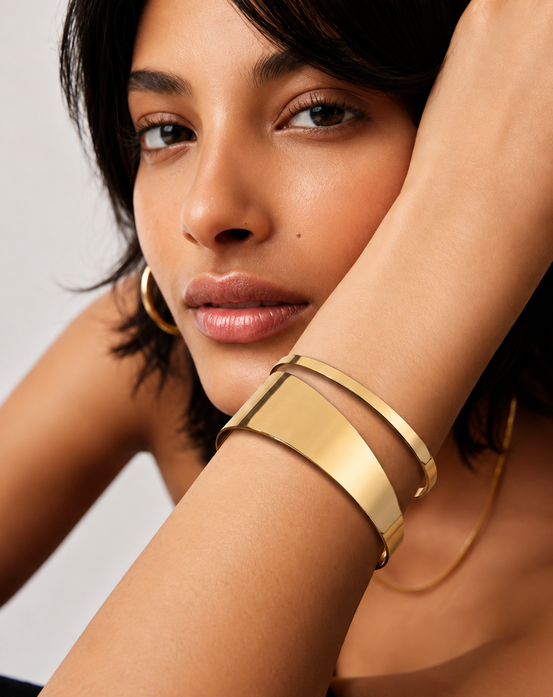 Gold Open Cuff Bracelet | Electroplated Metal