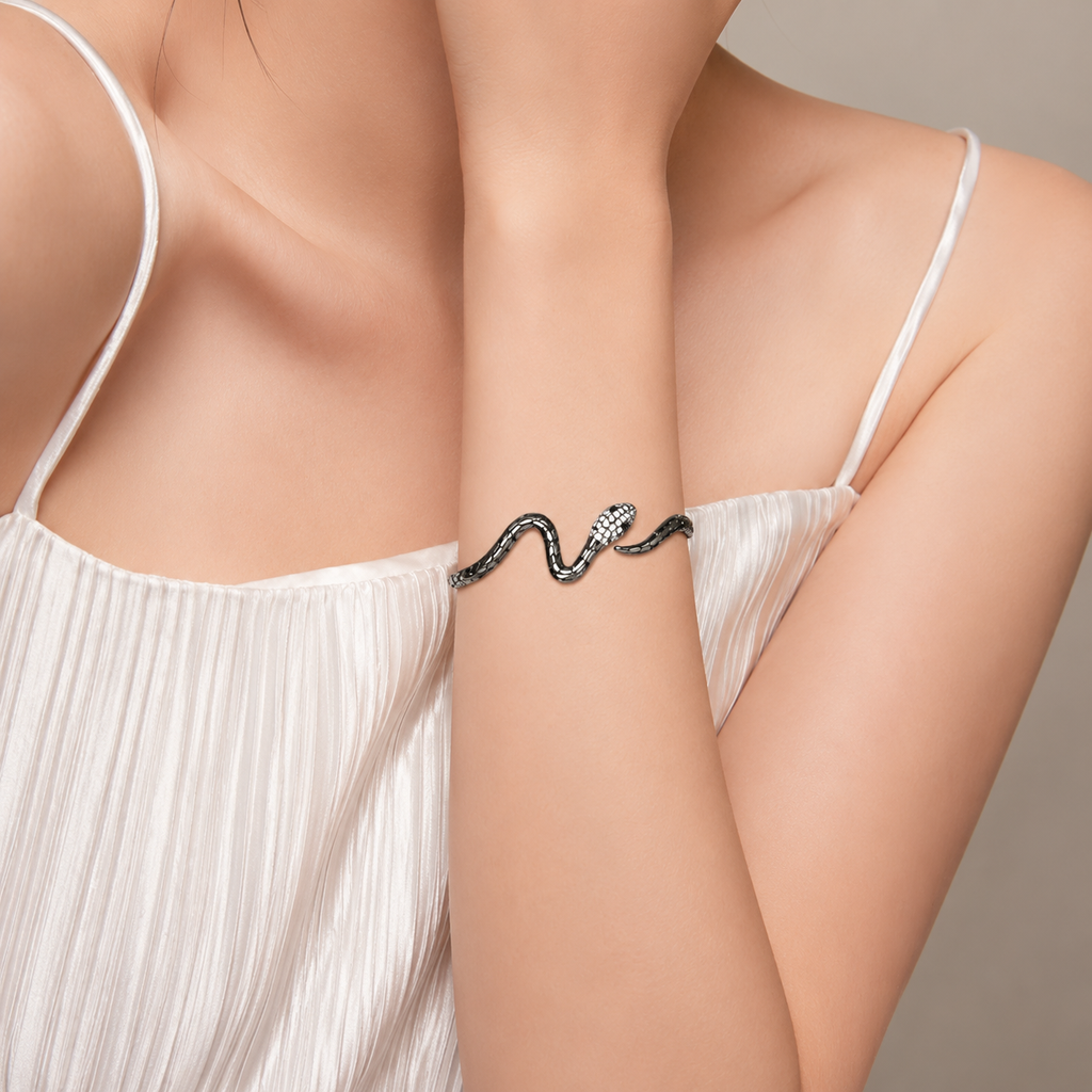 Snake-Style Open Cuff Bracelet | Electroplated Metal