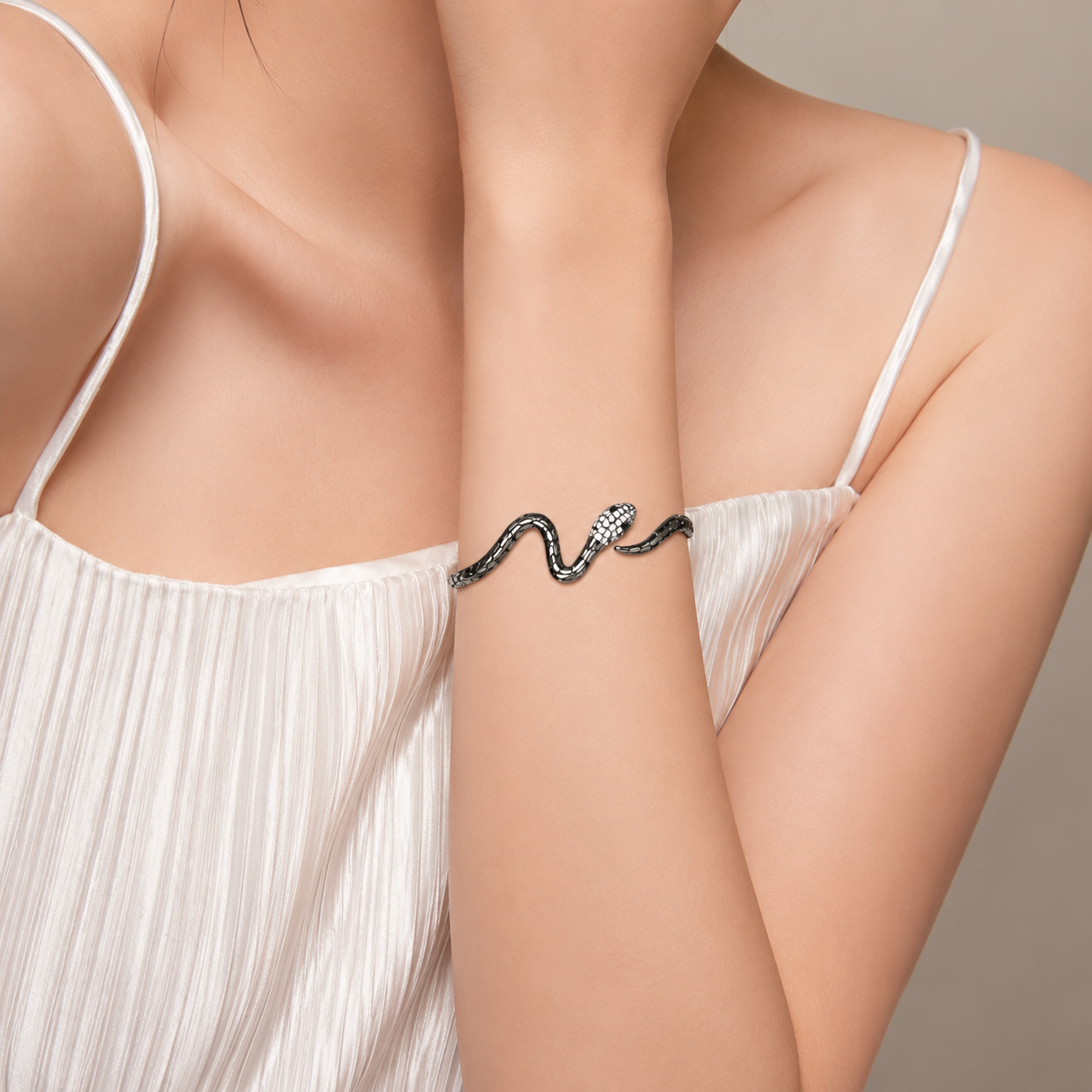 Snake-Style Open Cuff Bracelet | Electroplated Metal