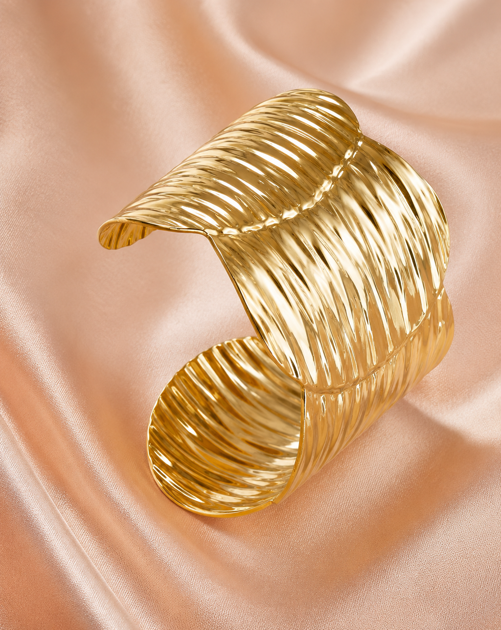 Gold Wave Cuff Bracelet | Electroplated Stainless Steel