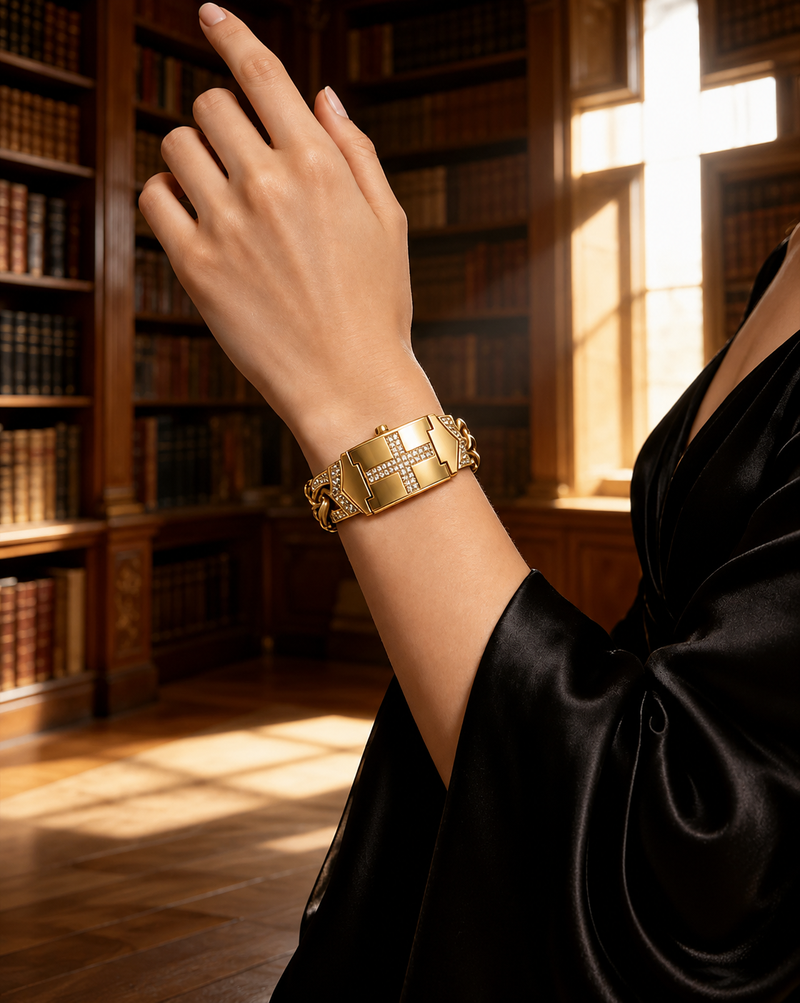 Women's Gold-Tone Bracelet Watch | Vintage Retro Link Design