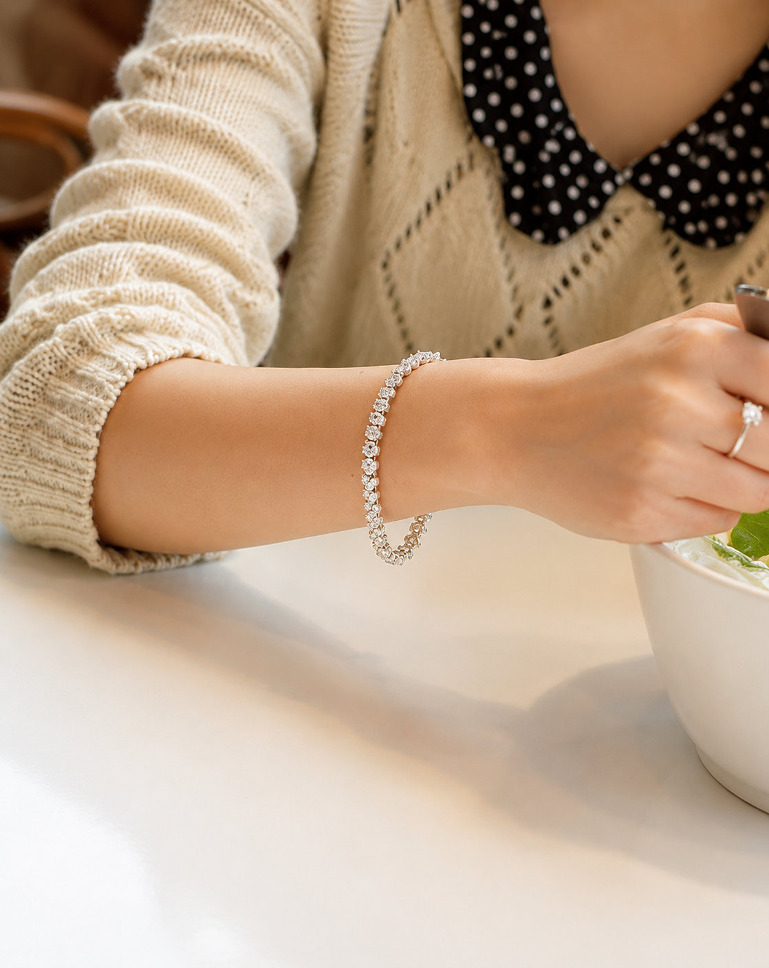 Zircon Flower Tennis Bracelet | Gold-Plated Copper | Women's Bracelet