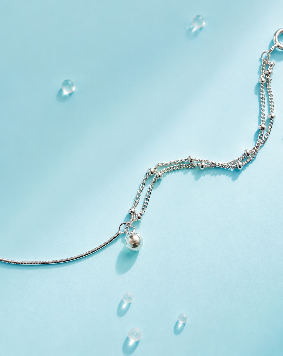 925 Silver Asymmetrical Double-Layer Bracelet | Adjustable