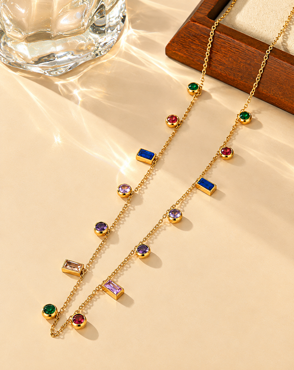 Gold Plated Multicolor Crystal Charm Necklace for Women - product image 4
