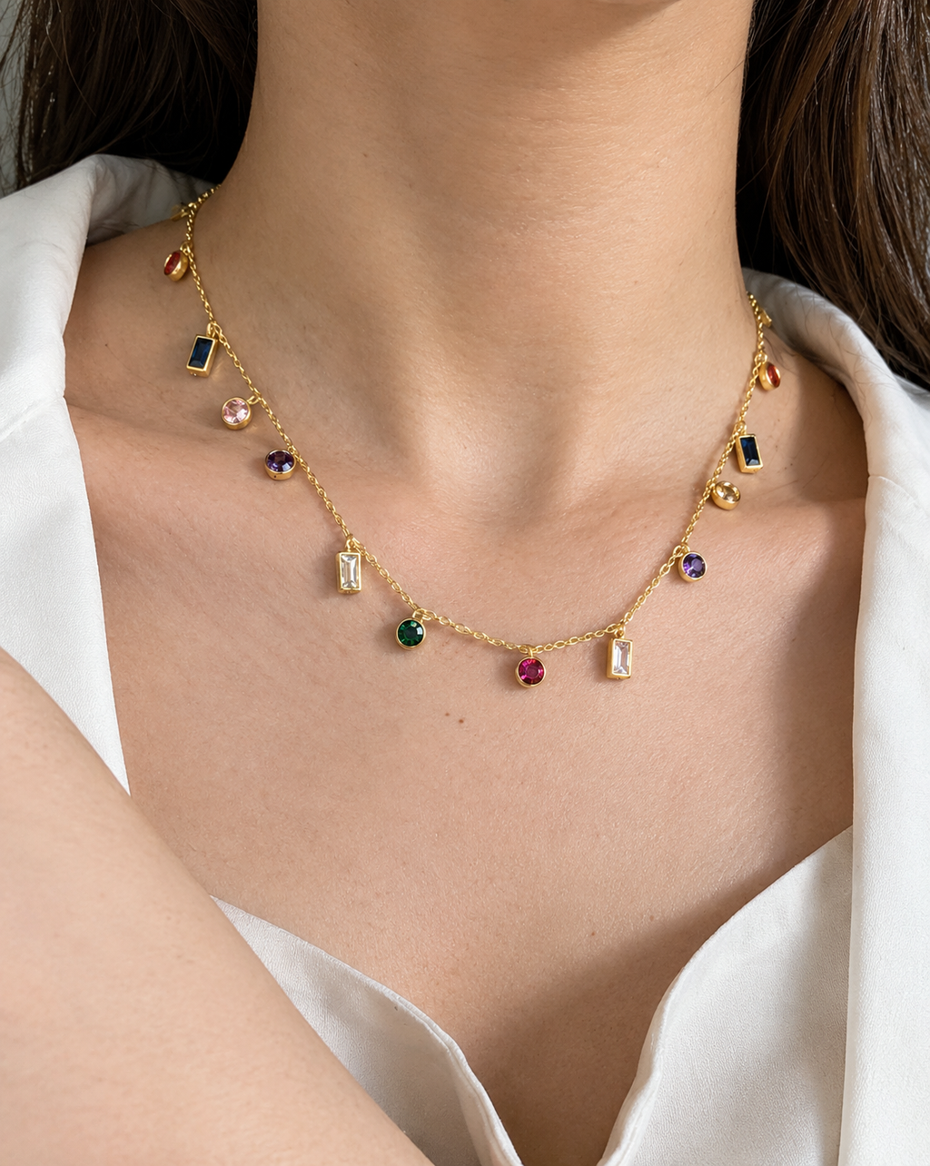 Gold Plated Multicolor Crystal Charm Necklace for Women - product image 2
