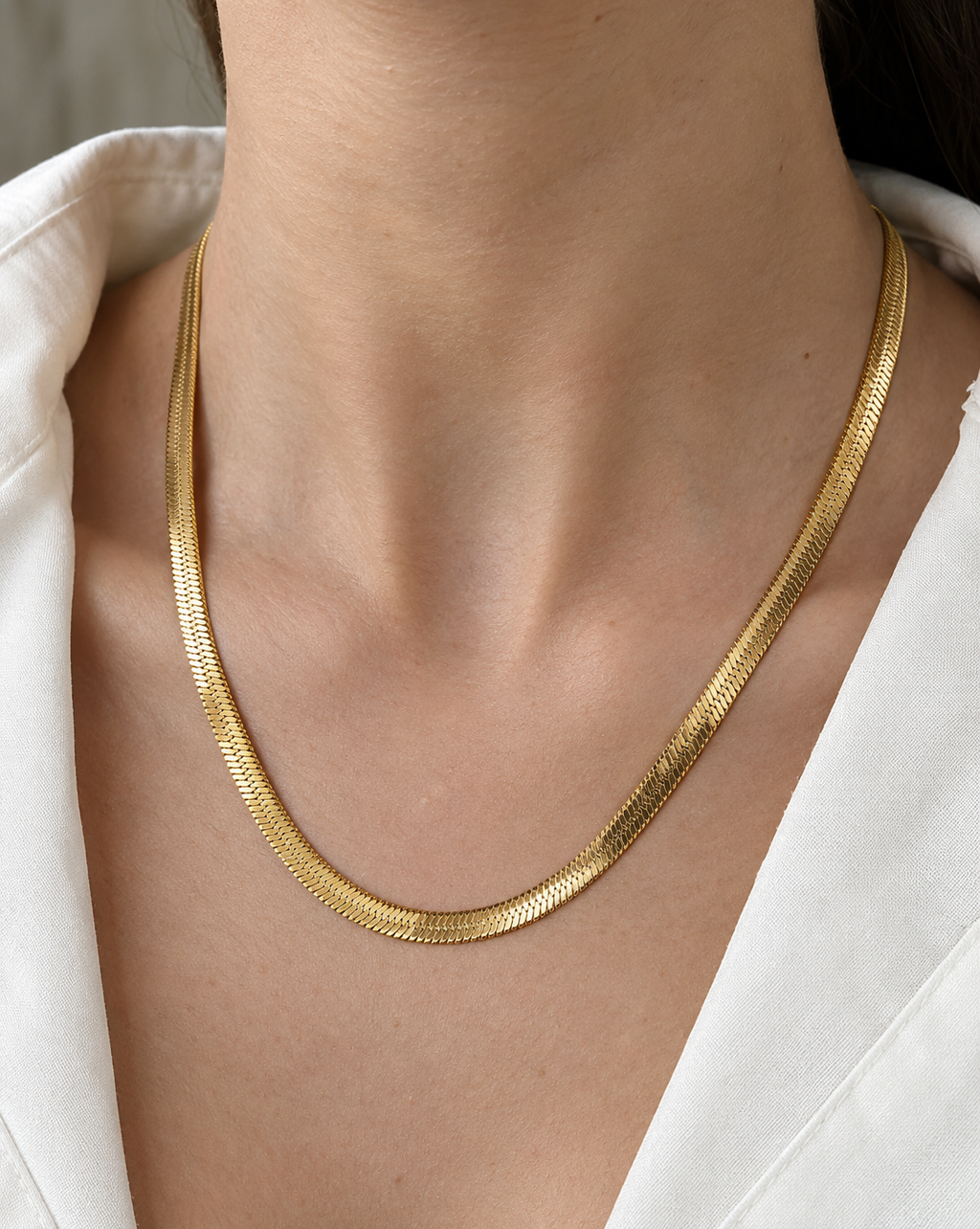 Gold Plated Herringbone Chain Necklace for Women - product image 2