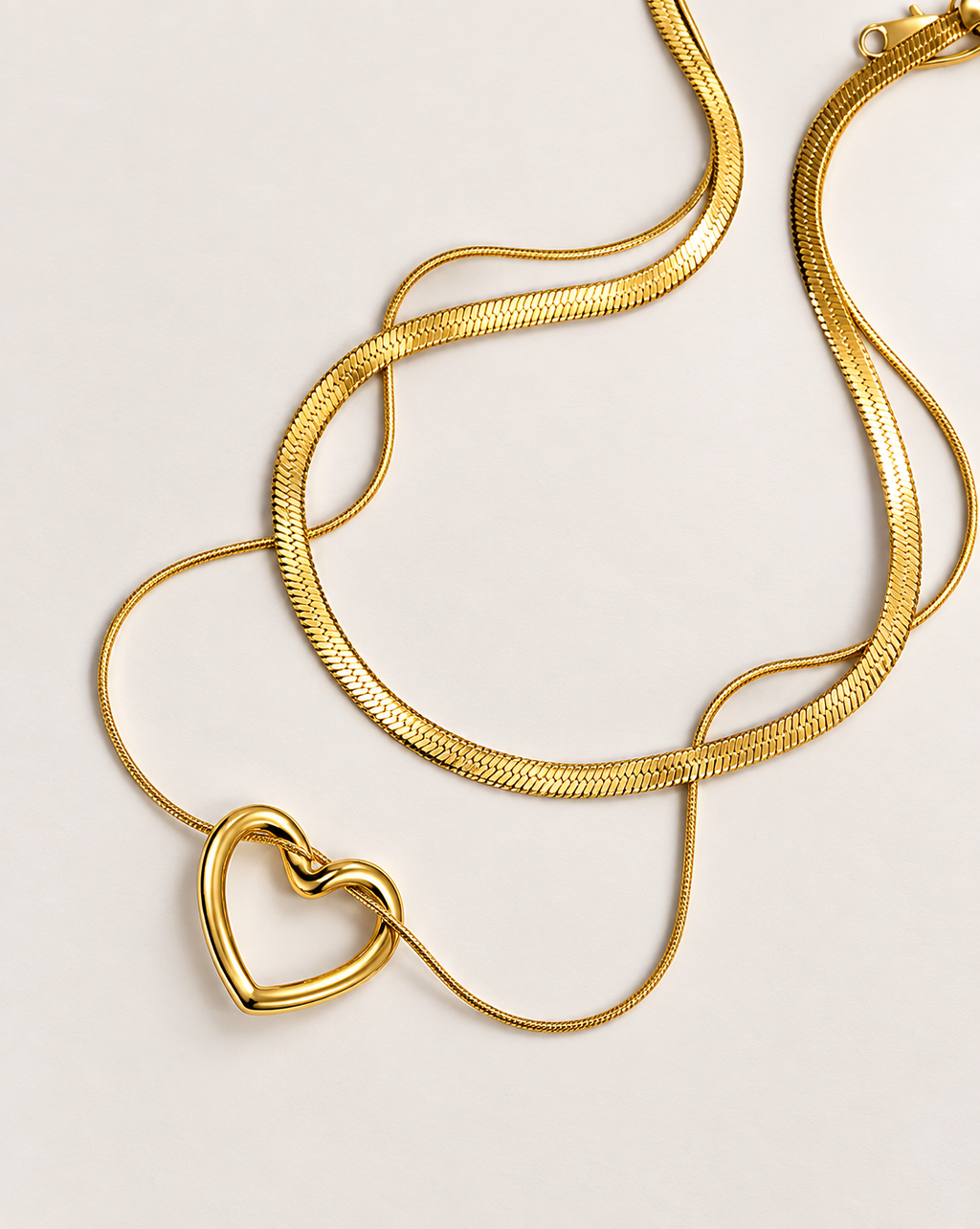 Gold Plated Interlocking Heart Layered Necklace for Women - product image 4