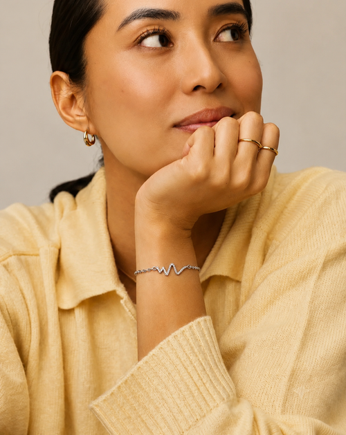 Heartbeat ECG Chain Bracelet | Women's Silver Jewellery