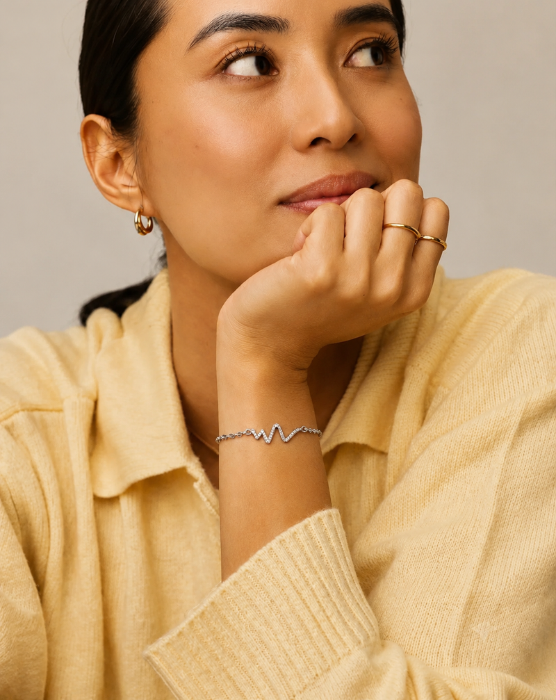 Heartbeat ECG Chain Bracelet | Women's Silver Jewellery