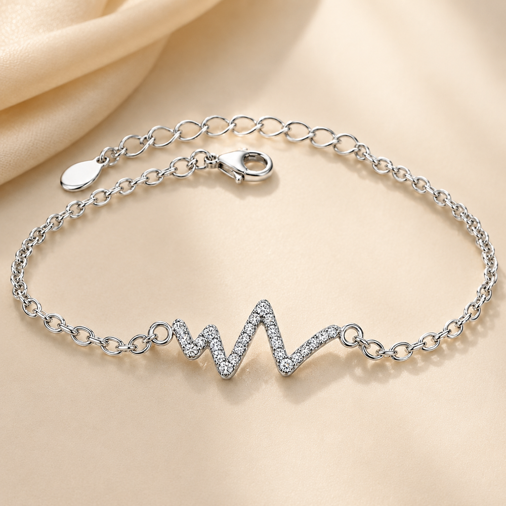 Heartbeat ECG Chain Bracelet | Women's Silver Jewellery
