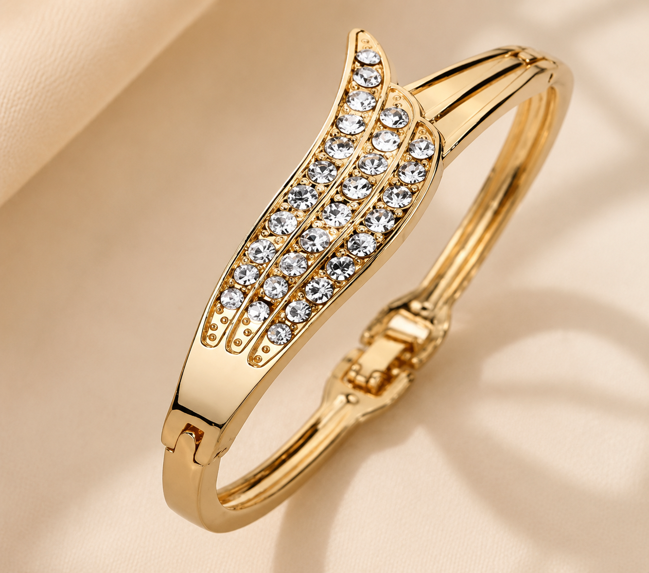 Gold-Tone Crystal Angel Wing Bracelet | Elegant Fashion Jewellery