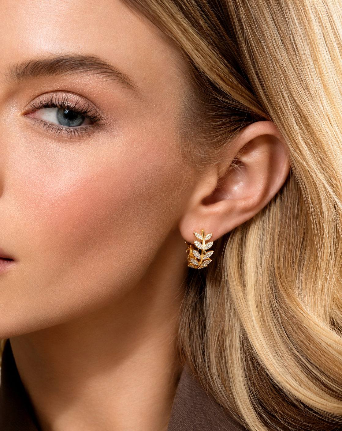 Leaf-Shaped Zircon Earrings for Women | Gold & Silver Finish