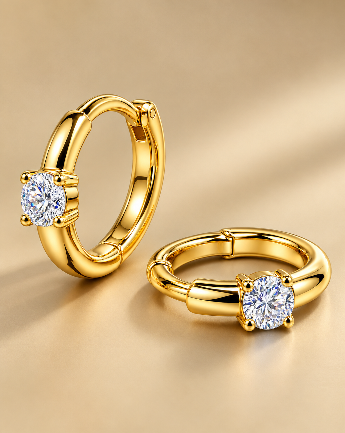 Zircon Gold Hoop Earrings for Women | Elegant Statement Earrings