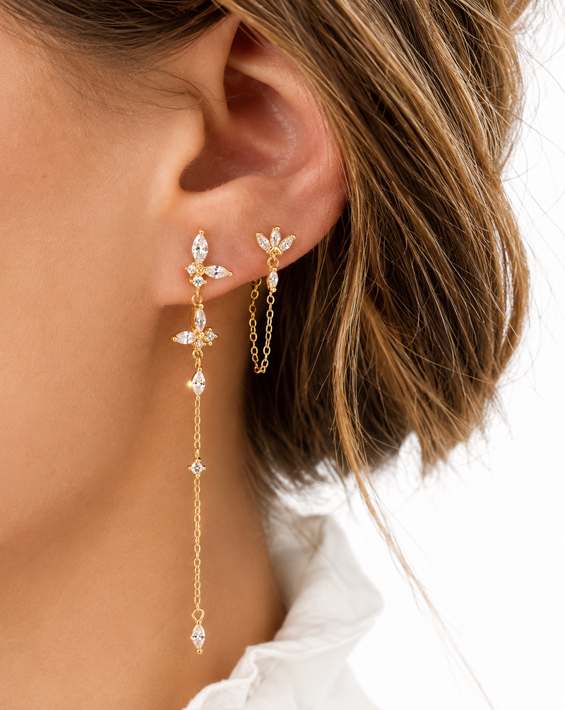 Butterfly Zircon Drop Earrings for Women | Long Chain Statement Earrings