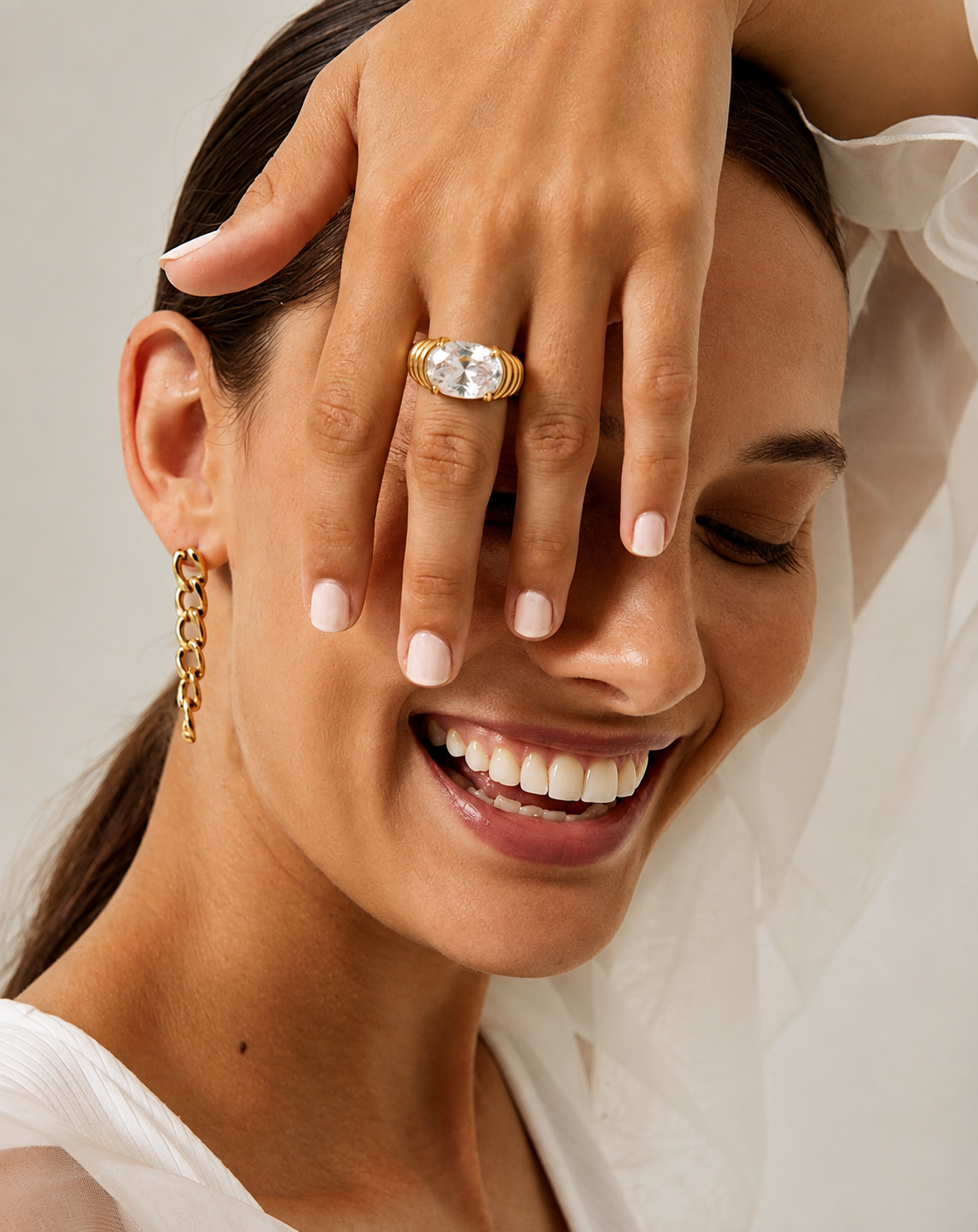 18K Gold Plated Solitaire Zircon Ring for Women | Elegant Statement Ring