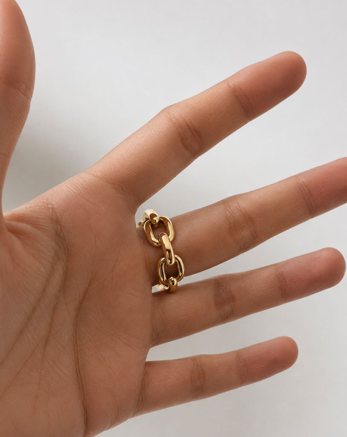 Gold Plated Titanium Steel Chain Ring for Women
