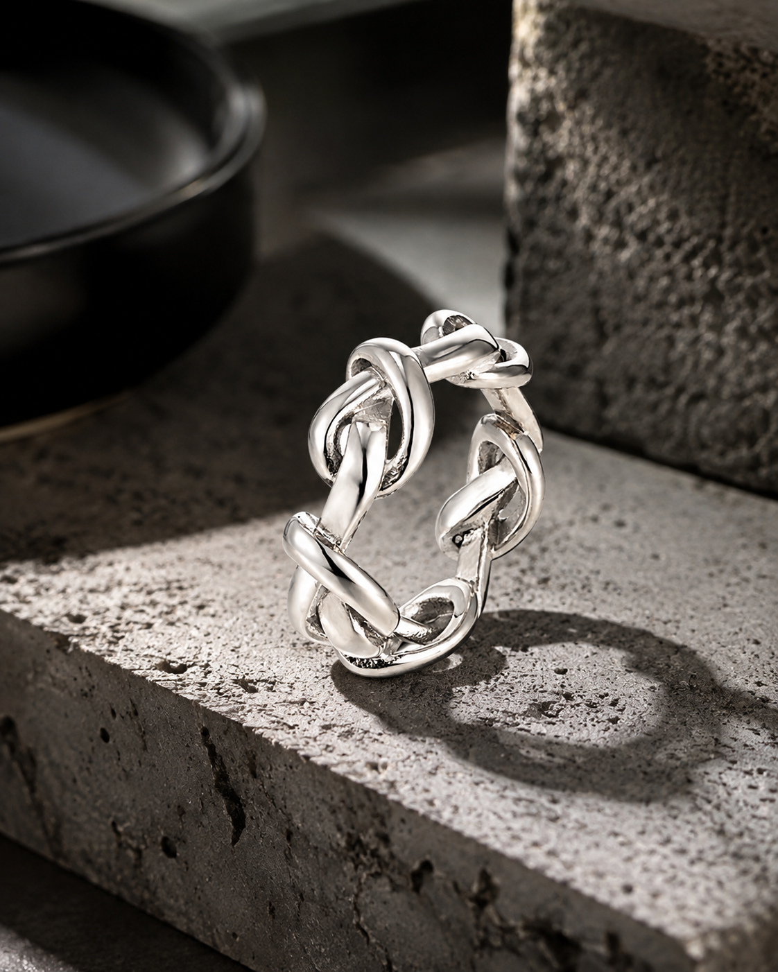 Adjustable Interwoven Chain Ring for Women | Minimal Statement Ring