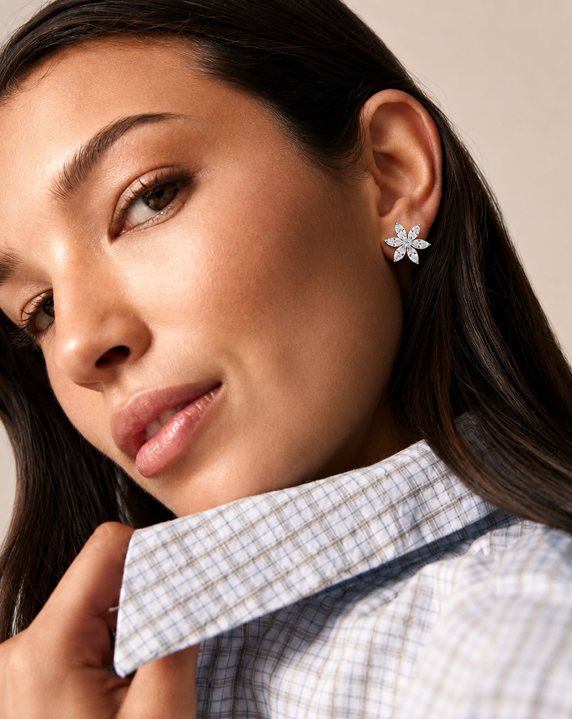 Moissanite Starburst Stud Earrings | Platinum-Plated S925 Silver