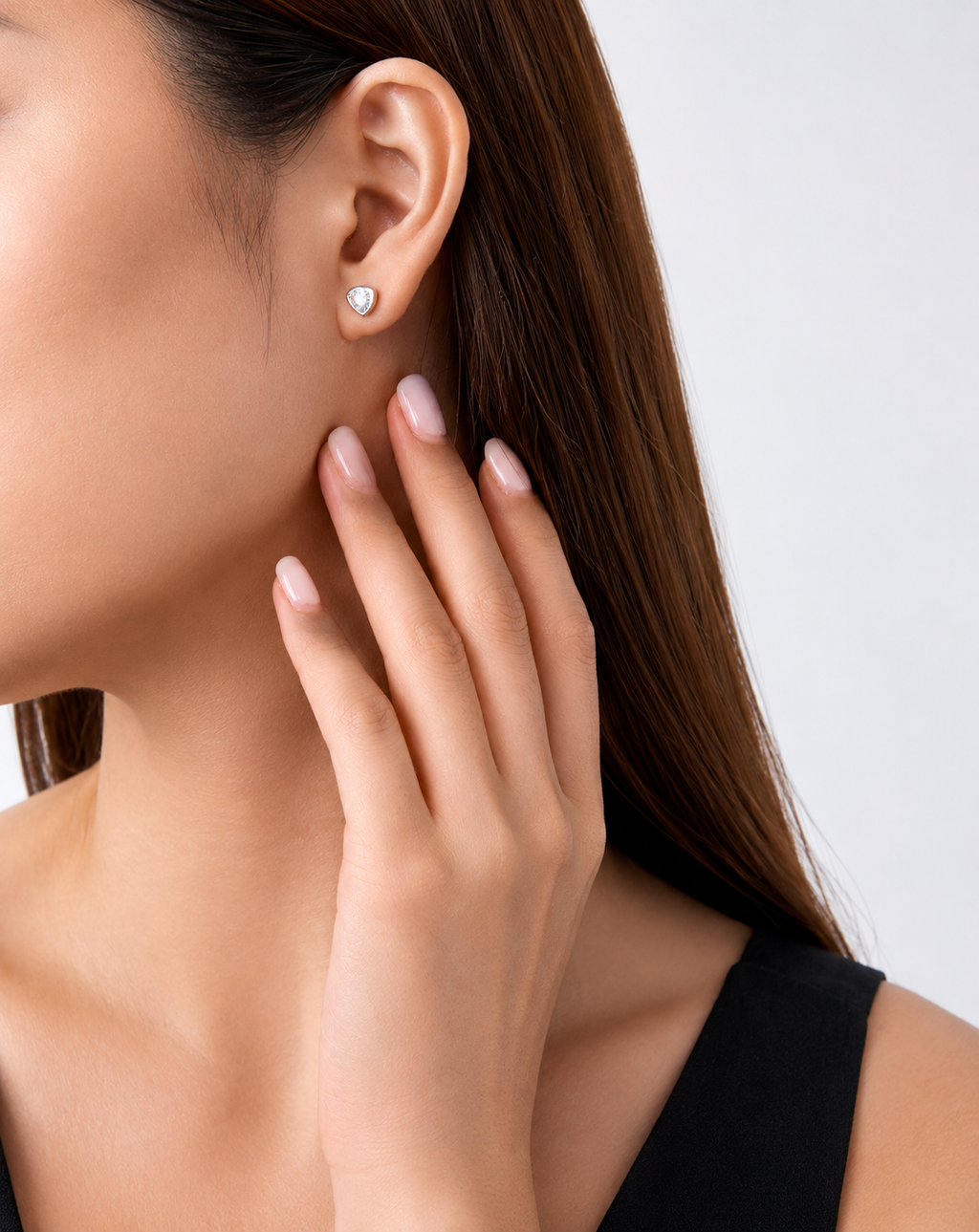 Moissanite Triangle Stud Earrings | Platinum-Plated S925 Silver