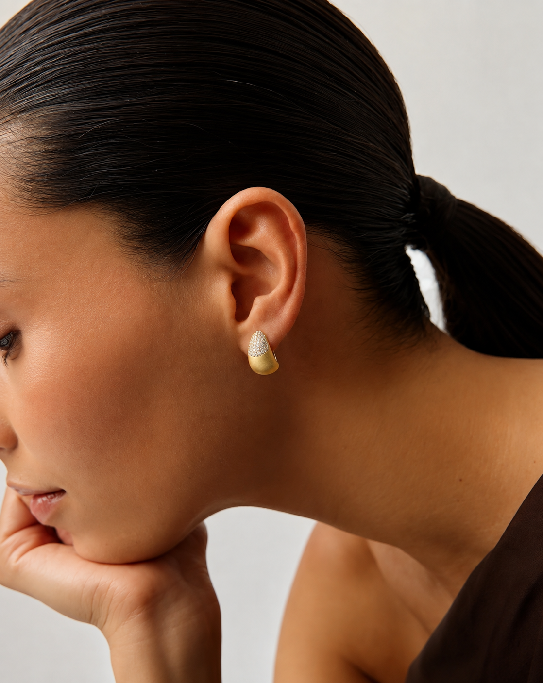 Morganite Stud Earrings in Gold-Plated S925 Silver
