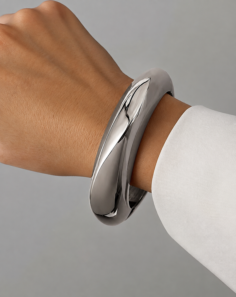 Minimalist Glossy Cuff Bracelet | Electroplated Alloy for Women