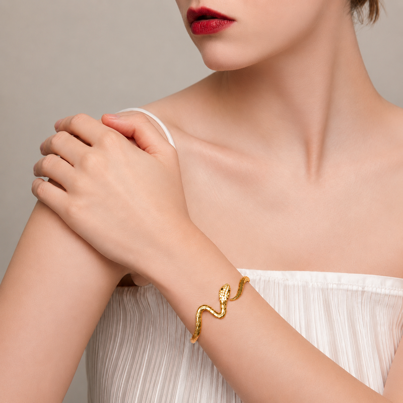 Snake-Style Open Cuff Bracelet | Electroplated Metal