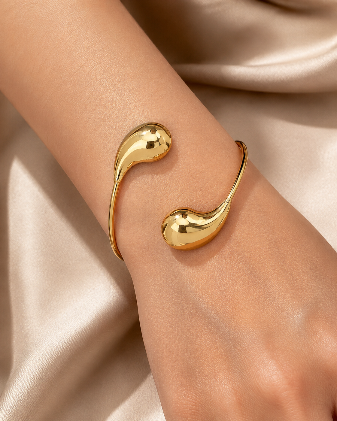 Water Drop Open Cuff Bracelet | Gold-Tone Zinc Alloy