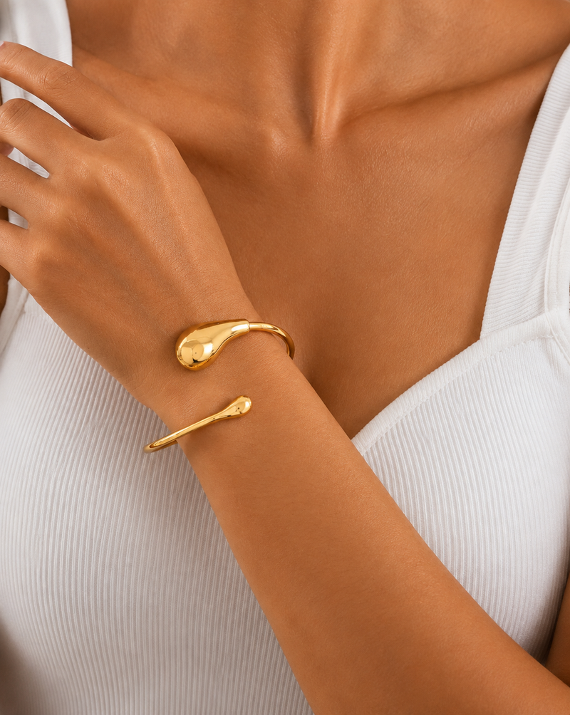 Water Drop Open Cuff Bracelet | Gold-Tone Zinc Alloy