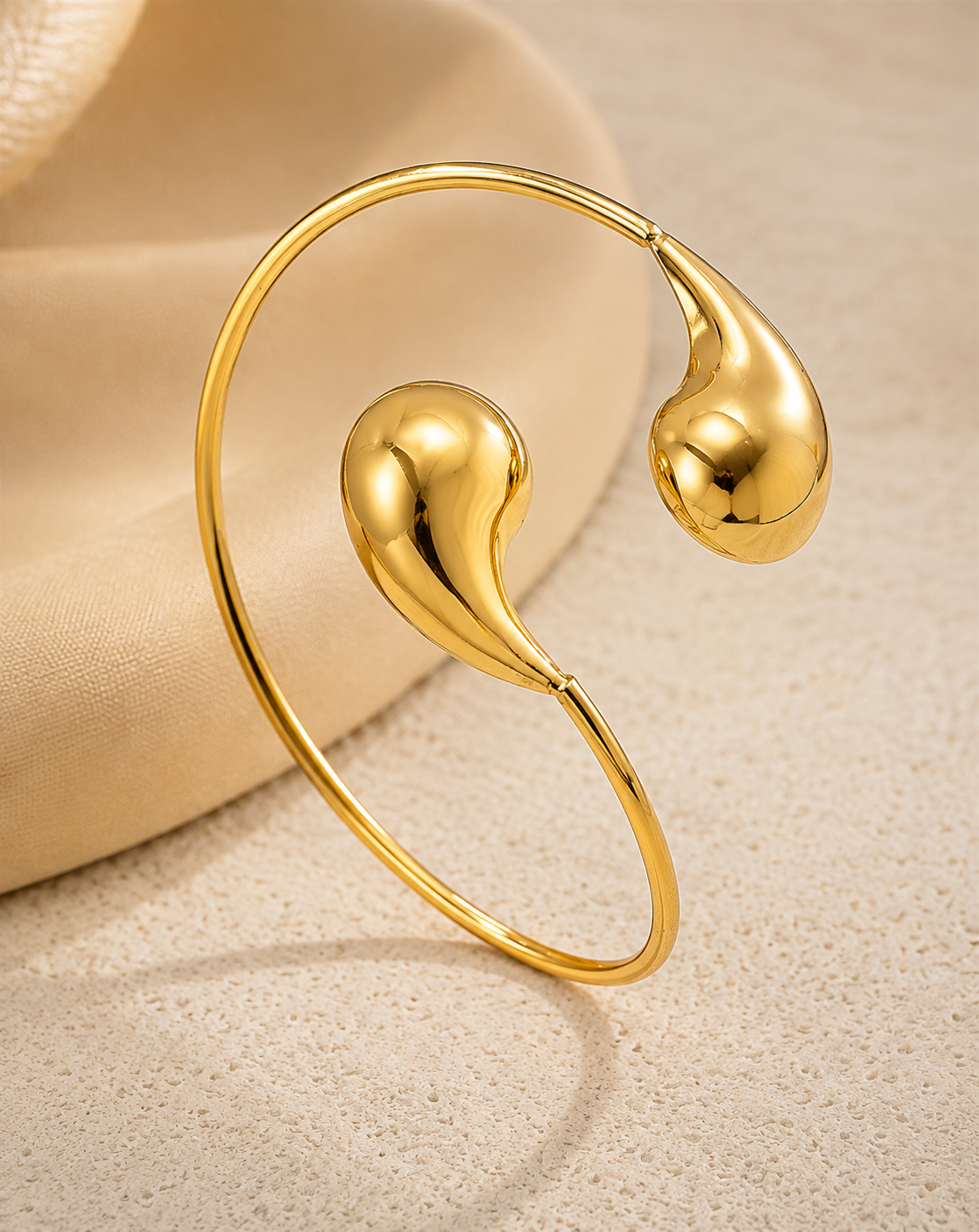 Water Drop Open Cuff Bracelet | Gold-Tone Zinc Alloy