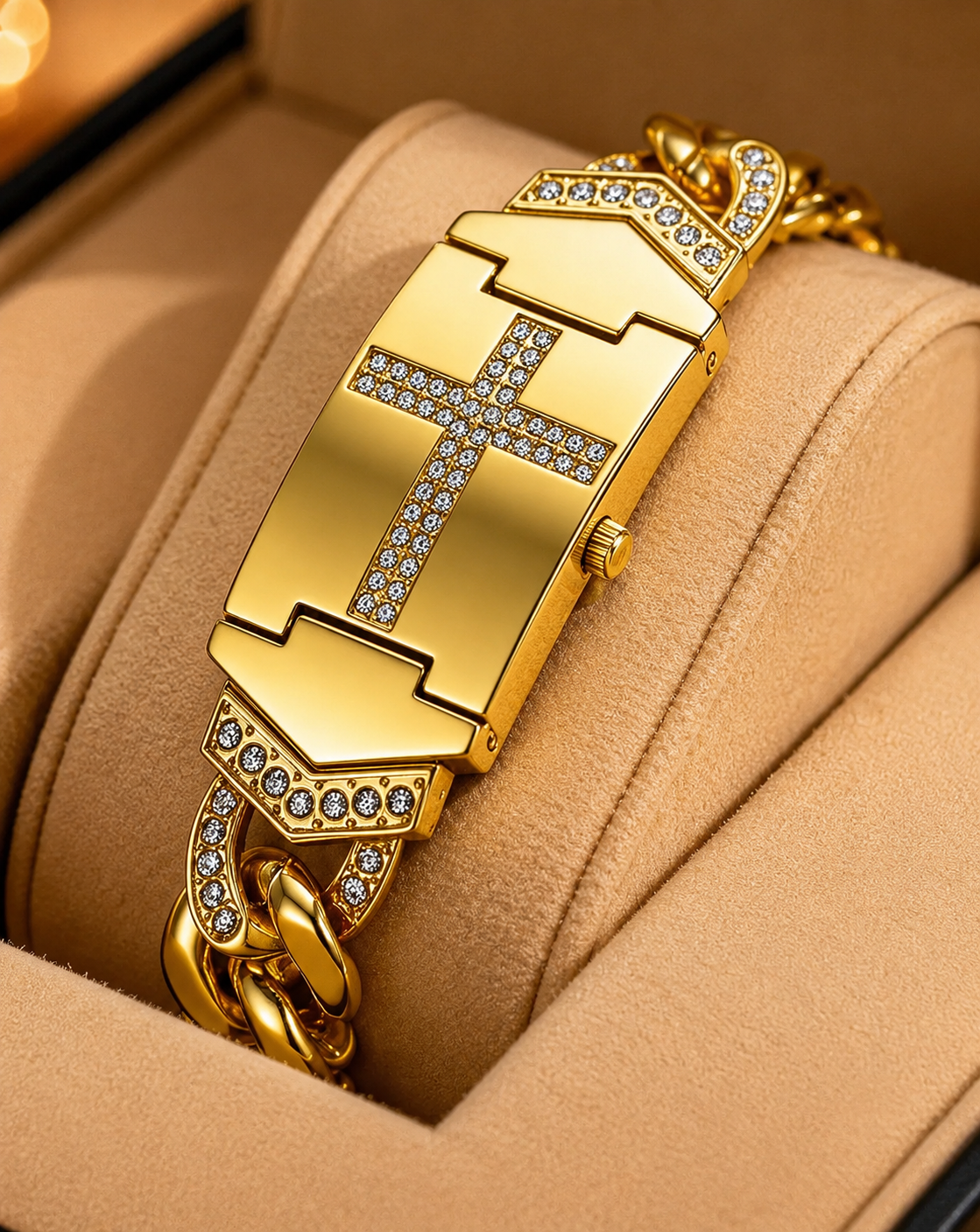Women's Gold-Tone Bracelet Watch | Vintage Retro Link Design