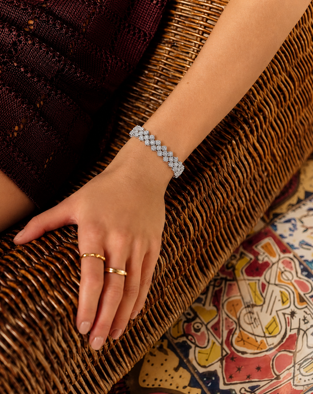 Zircon Flower Tennis Bracelet | Gold-Plated Copper | Women's Bracelet